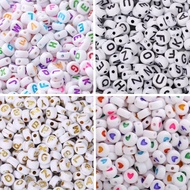 100Pcs A-Z letter Beads 0-9&Heart For Jewelry Making DIY Handmade Accessories (White & Colorful)
