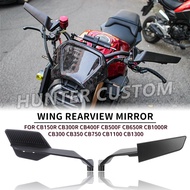 Motorcycle Wing Rearview Mirror For Honda CB150R CB300R CB500F CB650R CB1000R Aluminum Bar End Side 