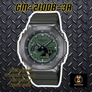 Casio G-Shock GM-2100B-3A Analog & Digital Watch Silver Case Army Green Strap 100% Original