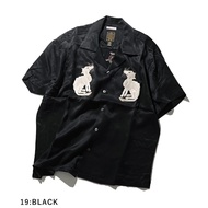 [Gypsy & Sons] M.O.G Retro Embroidered White Wolf Short-Sleeved Shirt Retro Glossy Embroidered Flora