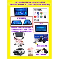 MITSUBISHI TRITON  AUTO 2015-2019 9" ANDROID PLAYER 32GB 2RAM + CASING + 180' REAR VIEW CAMERA + REC