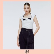 [asv ss24] Rosalie Floral Top เสื้อผู้หญิง แขนล้ำ คอเหลี่ยม ตกแต่งโบว์ดอกไม้และเทปปีเก้ด้านหน้า