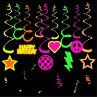 ADL 5/10/20pcs Glowing Hanging Swirl Party Decorations Colorful Fluorescent Swirl Streamers Neon Glo