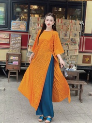 Áo dài bigsize mặc tết cho nữ áo dài cách tân chất gấm thượng hải cao cấp 50-90kg