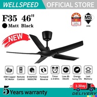 🔥2025 NEW🔥Wellspeed F35 DC Motor Silent Ceiling Fan 46"/ 56" 5B-16S-9600CFM RF-Remote 5-Year Warrant
