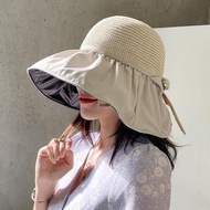Vinyl Beach Hat Visor Women's Openwork Straw Hat UV Large Brimmed Hat