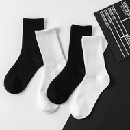 Korean Style Elastic Black and White High Collar Socks for Men and Women DT3