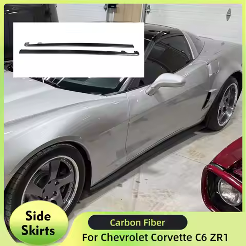 Side Skirts Extensions Lip For Chevrolet Corvette C6 ZR1 2005-2013 Carbon Fiber Side Door Bumper Ski