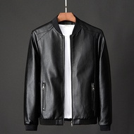 ZZOOI Leather Jacket Bomber Motorcycle Jacket Men Biker PU Baseball Jacket 2023 Fashion Causal Jaque