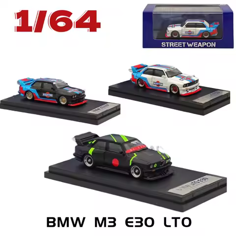 SW Diecast 1/64 Scale BMW Alloy Car Model BMW M3 E30 LTO Play Vehicles Toys for Boys Original Box