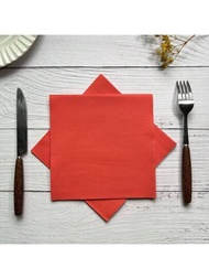 20張紅色天然物質雙層一次性餐巾(6.5*6.5英寸)，適用於訂婚典禮、結婚週年紀念、生日派對和其他節慶慶祝活動，酒店餐廳酒吧用餐具桌布一次性用品
