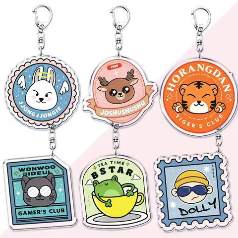 Kawaii Kpop Fashion Chibis Keychains Bag Charms Accessories Cute Jeonghan Carat Hoshi Joshua Keyring