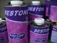 （贈送給小量杯1個）BESTONE=MS等級亮光型汽車烤漆金油=1立組（含標準硬化劑）.