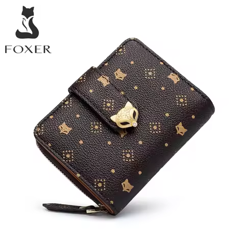 FOXER Women Short Wallet Fashion Card Holder Female Small Coin & Key Purse