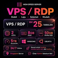 ⚡ Singapore VPS RDP Server RM25 Sebulan | | 2vCPU 8GB RAM | Untuk Bot Hosting Remote