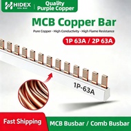 MCB Copper Bar Comb Busbar 1P63A 2P63A With PVC Cover Pure Red Copper For Circuit Breaker
