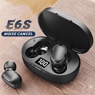 E6S Black Wireless TWS Bluetooth Earbuds with Mic, Stereo Sound, Noise Cancelling, and LED Digital D