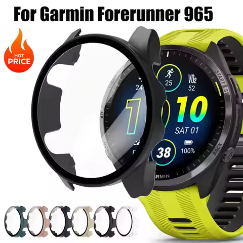 PC Case+Tempered Glass Screen Protector For Garmin Forerunner 965 Protective Cover For Garmin Foreru