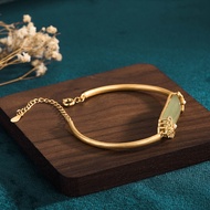 Her Lab Jewelry | สร้อยข้อมือแฟชั่นเคลือบสีทอง24K หยกหยก Hetian ฝังหยกหยกหยกหยกชุบทองสร้อยข้อมือหนาสร้อยข้อมือผู้หญิงทันสมัยคุณภาพสูงเครื่องประดับหยกหยกขาวระดับไฮเอนด์