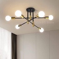 Retro Industrial Chandelier Wrought Iron LED Ceiling Lamp E27 Light Living Room Modern Decor Home Lighting Fixture lampara techo