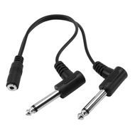 Dual 6.35mm 1/4" Mono Male to Audio 3.5mm Female Cable 20cm