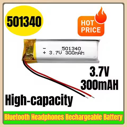 3.7V 300mAH 501340 High-capacity Bluetooth Headphones Rechargeable Battery
