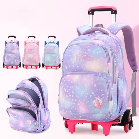 Children School Backpack Set Trolley Bag with Wheels Students Bags Cute Students School bag for Girl