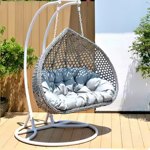 Outdoor Leisure Rattan Hanging Chair Double Swing Rattan Chair, Hanging Basket Chair, Balcony Rattan