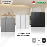 SOKOSA 2 Way Hotel Switch Wall Switch Push On Switch On Off - 3 Gang 2 Way 2 Way/