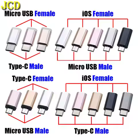 1pcs Micro USB Type-C To For Lightning USB C Male to Female Charging Adapter Plug For IPhone Samsung