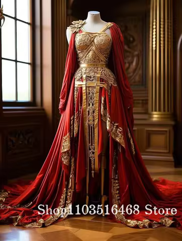 Customised Lavish Vintage Victorian Red Ball Gown Special Occasion Evening Gown Costume Party Dress