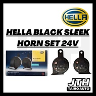 TAIHOAUTO HELLA Black Sleek 24V Horn Set 113dB Dual Tone Suitable for Bus / Lorry / Truck