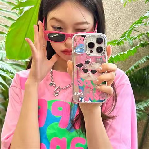 Sunglasses Kitten Phone Cases For Samsung Galaxy S26 S25 S24 S24Plus S24Ultra S23 S22 S21 S21FE S23F