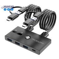 Upgrade TYPE C+USB3.0 Switch 2 in 4 Out Printer Sharer Keyboard and Mouse/Scanner USB C KVM SWITCH