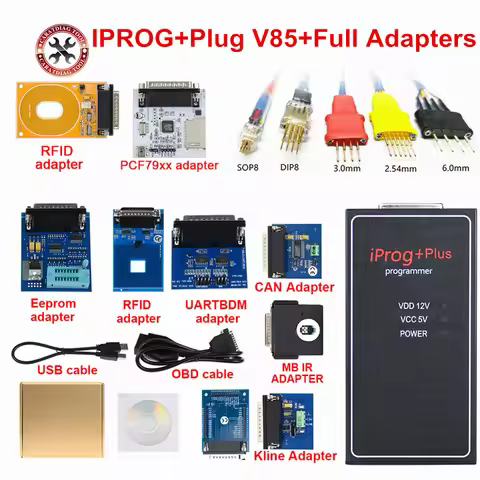 IPROG Plus+Full Adapters+IPROG V85 Support IMMO/Mileage Correction/Airbag Reset till Replace Tango C
