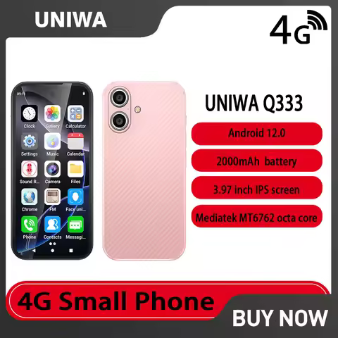 UNIWA Q333 4G 3.97 “ HD Mini Pink Smartphone 4GB RAM 64GB ROM 2000mAh Mobile Phones BT5.0 Google Pla