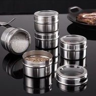 Stainless Steel Spice Tins Spice Seasoning Containers / Spice Jars With Wall Mounted Rack / Salt And Pepper Jars seasoning bottle / Kitchen Outdoor Seasoning Organizer /