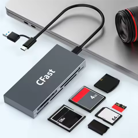 B63B-Simultaneous Read USB C For Cfast 2.0 6 In 1 Card Reader For Cfast/CF MS/SD TF/XD Memory Cards