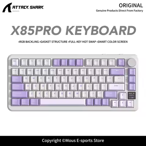 X85 ATTACK SHARK X85Pro Tri-Mode Gasket RGB Mechanical Keyboard Hot Swappable Knob TFT Screen PBT Ke