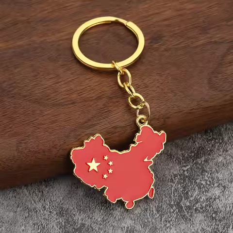 China Map Flag Keychain Creative Men's and Women's Bag Pendant National Day Patriotic Gift Map Keych