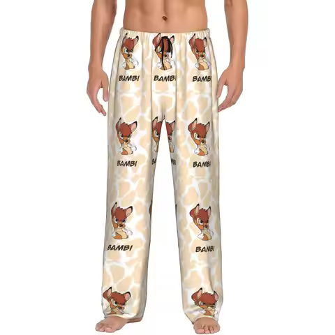 Custom Printed Men B-Bambies Anime Pajama Pants Sleepwear Sleep Lounge Bottoms with Pockets