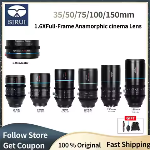 SIRUI Venus Series 35mm 50mm 75mm 100mm 135mm 150mm T2.9 1.6X Full-Frame Anamorphic Lens For Canon R