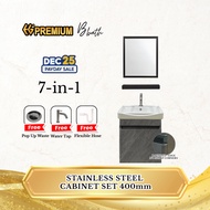 【Ready Stock】【S/STEEL 7in1 Set】EG Premium 7in1 S/STEEL Basin Cabinet Set 400MM