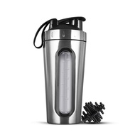 Shaker Bottles for Protein Mixes Stainless Steel Protein Shaker Not Stays Cold/Hot Visible Window Metal Shaker Cups
