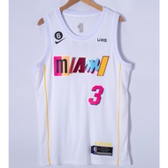2023 new season men’s Miami Heat 3 Dwyane Wade embroidery basketball jerseys jersey spell color whit
