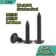 SUS304 black plated self tapping screw/umbrella head self tapping screw/large flat head self tapping