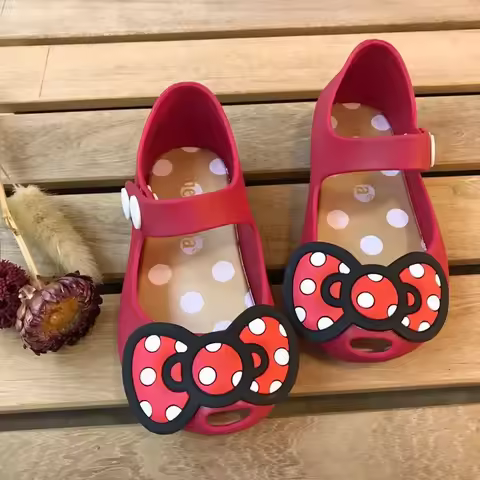 Disney Children's Sandals Girls Minnie Cartoon Garden Shoes 1-6 years old Waterproof Jelly Red Black