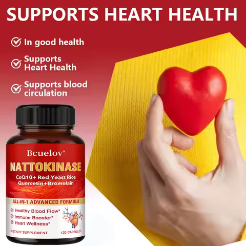 Red Yeast Rice Capsules - with CoQ10, Benefits Cardiovascular Blood Circulation, Heart Health and En