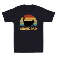 Chonk Fat Cat Dad Funny Meme Retro Style Daddy Cats Vintage Men's Black T-Shirt