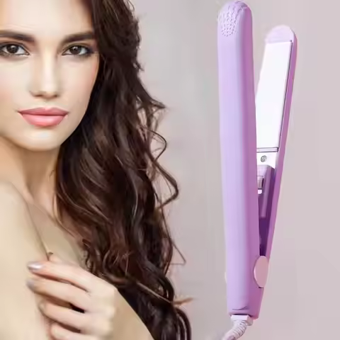Mini 2-in-1 Hair Straightener & Curler Wand - Portable Flat Iron for Fringe & Short Hair, Travel Hai